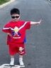 G.duck小黃鴨童裝聯名奧特曼衣服男童夏裝套裝兒童披風男寶寶夏季運動服 藍色2635送披風會發光 100 （建議身高90cm 3-4歲）cm 曬單實拍圖