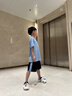 真維斯童裝兒童套裝男童2026新款冰絲速干夏季男孩短袖衣服中大童運動服 【速干透氣 短袖運動套裝】藍 傳奇黑_9 110 曬單實拍圖