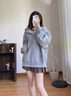 COSMICKISS灰色衛衣女2026新款春秋寬松慵懶風韓系chic學生拉鏈長袖連帽外套 灰色薄款 L 100-115斤 曬單實拍圖