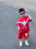 G.duck小黃鴨童裝聯名奧特曼衣服男童夏裝套裝兒童披風男寶寶夏季運動服 藍色2635送披風會發光 100 （建議身高90cm 3-4歲）cm 曬單實拍圖