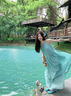森上優(yōu)集【超顯白曼波青綠】吊帶連衣裙女夏季海邊度假云南旅游沙灘長裙 青檸藍連衣裙 S 曬單實拍圖