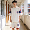 啄木鳥（TUCANO）青少年夏季套裝2026新款男孩高初中學生短袖t恤帥氣夏男裝衣服 5221白藍紅套裝 XL 建議120-140斤 曬單實拍圖