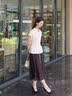 娜爾思（NAERSI）【醋酸】鏤空拼接細膩合紋短袖小衫26年夏季新款上衣 本白色 L 曬單實拍圖