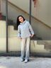 波司登（BOSIDENG）【反季】谷愛凌同款輕薄鵝絨羽絨服女連帽修身連帽便捷收納短外套 晴山藍5702 S 160/84A 曬單實拍圖