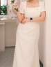 GJFDGood Job【優雅秘密】法式方領短袖緞面連衣裙女夏季氣質訂婚禮服 奶酪白 L 曬單實拍圖