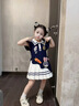 南木熊女童連衣裙夏裝朱迪兔子警官學院風裙子小女孩夏天卡通洋氣百褶裙 兔子警官POLO領(lǐng)連衣裙【130cm】 曬單實拍圖