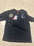 查爾斯桃心潮流日月星星字母印花純棉情侶短袖T恤男女同款 黑色    L    曬單實拍圖