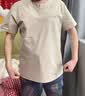 羅蒙（ROMON）中青年男士高端短袖T恤套頭上衣服40歲爸爸裝2026夏季V領衛衣潮 淺卡其色 2XL 145-165斤 曬單實拍圖