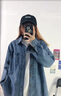YOMC疊穿襯衣牛仔外套女韓版寬松2025春秋新款薄款正肩小個(gè)子搭配襯衣 中深藍(lán)色 M 【建議95斤-110斤】 曬單實(shí)拍圖