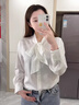 浪莎職業(yè)OL氣質(zhì)后開叉杏色包臀半身裙女2026春夏季大碼彈力修身一步裙 白色 長袖襯衫7928 L 110-120斤 曬單實(shí)拍圖