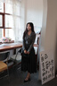 玖姿·安娜蔻法式浪漫荷葉邊V領綿羊毛修身針織毛衫女2026秋新款 灰色 S 建議體重95-105斤 曬單實拍圖