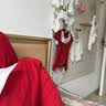 優(yōu)奇新生嬰兒衣服26夏季滿月百天周歲寶寶紅色喜慶哈衣嬰兒連體衣 曬單實拍圖