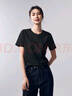 初棉短袖T恤女 正肩純棉圓領(lǐng)/半月領(lǐng) 經(jīng)典黑-圓領(lǐng) M 曬單實(shí)拍圖