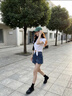 MISS SIXTY2026夏季新款牛仔短褲女復古解構式工裝風設計裙褲 中藍 S 曬單實拍圖