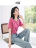 歐莎（OSA）黑色設計感桃心領短袖T恤女夏季2025年新款薄款泡泡袖體恤上衣 樹莓粉 L 曬單實拍圖
