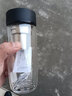 水中神雙層玻璃杯加厚隔熱家用泡茶杯大容量男女士商務(wù)便攜水杯 9028皮紋黑300ml 曬單實(shí)拍圖