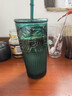 星巴克（Starbucks）墨綠色女神款玻璃杯550ml吸管杯辦公室復古冷水杯七夕禮物 曬單實拍圖