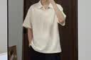 馬克華菲（MARK FAIRWHALE）短袖男夏季冰絲亞麻polo衫男潮薄款寬松休閑短袖t恤男 燕麥色 XL 曬單實拍圖