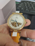 依波（EBOHR）機械女表手表蝶戀花花蝶鏤空藍針絹帶機械表輕奢送女友情人節禮物 鏤空母貝黃皮帶 17000147 曬單實(shí)拍圖