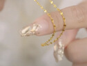 周大生【七夕禮物】 18K金素鏈滿天星鎖骨鏈Au750金鏈子送女友送媽媽 K黃滿天星項鏈43cm【約0.96g】 曬單實拍圖