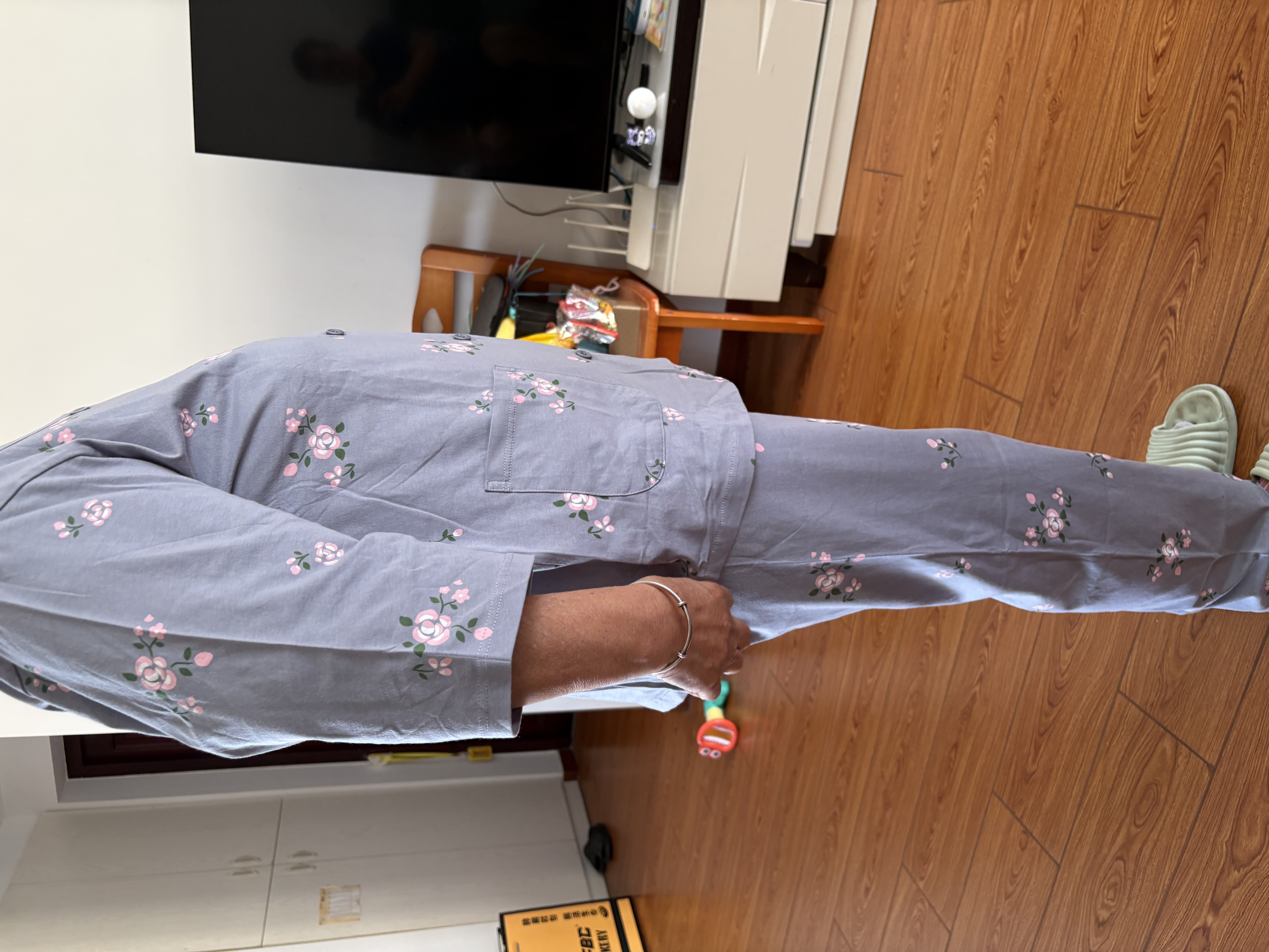 浪莎中老年媽媽睡衣女純棉老年人家居服奶奶大碼寬松7分短袖睡褲套裝 曬單實拍圖