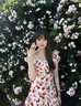 佐敘法式碎花小飛袖連衣裙女夏季薔薇花度假風收腰小個子收腰顯瘦短裙 紅色 M （85-100斤） 曬單實拍圖