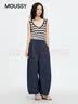 moussy 2026夏季新品復古通勤風高腰寬松休閑長褲女028JSC31-1067 140藏青色 S 曬單實拍圖