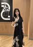 娜爾思（NAERSI）輕逸飛袖修飾大臂墨韻花影襯衫連衣裙26年夏季新款 黑色 M 曬單實拍圖