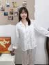 DOEO真絲睡衣女夏季短袖短褲2026新款高級感家居服七夕送女友禮盒套裝 大耳朵狗狗短袖三件套 短袖+短褲+長褲 L 建議100-120斤 曬單實拍圖