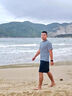 際華海魂衫短袖體能服短褲體能服男女夏季套裝透氣速干t恤藍白條紋 海魂套裝【上衣+短褲】 165-170/84-88【適合100-125斤】 曬單實拍圖