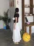 茵曼（INMAN）【李蘭迪同款】100棉刺繡松緊腰半身裙2026夏季女裝新款寬松A字裙 珍珠白 M 曬單實(shí)拍圖