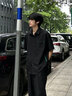 izzueit美式冰絲工裝短袖襯衫男士2026年夏季薄款寬松休閑翻領(lǐng)襯衣男 曬單實拍圖