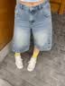 森馬（Semir）牛仔褲女夏季高腰寬松涼感抑菌2026百搭百慕大五分褲109326122002 曬單實(shí)拍圖