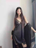 MOXTOC睡衣女夏季性感冰絲火辣夫妻床上薄款高級感純欲風(fēng)吊帶睡裙情趣 誘惑黑 L（建議100~20斤） 曬單實(shí)拍圖