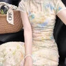 艾珠兒（Aizhuer）新中式連衣裙顯瘦碎花旗袍改良獨特氣質絕美收腰茶歇法式長裙夏季 旗袍連衣裙 M 曬單實拍圖