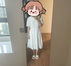 Teenie Weenie小熊連衣裙女夏季鏤空花朵甜美娃娃領中長款裙子女 象牙白 S 曬單實拍圖