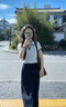 韓璐嬌（hanlujiao）巨好看韓系通勤穿搭一整套裝2026夏季新款氣質(zhì)高級感連衣裙子套裝 白色上衣+藏青色半裙【套裝】 M 曬單實拍圖