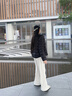 鴨鴨（YAYA）【90+系列】輕薄排骨羽絨服女2026新款拼接時尚連帽保暖外套XH 淺蘭色 S 建議體重【 80-110斤】 曬單實拍圖