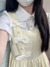 汐菡（XIHAN）連衣裙夏季2026新款中長裙學院風學生甜美初中高中少女生裙子夏天 潮流韓版假兩件連衣裙黃色 均碼 (可備注碼數) 曬單實拍圖