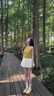 圣保美小個子連衣裙女夏季套裝2026新款韓系穿搭背心上衣花苞短裙子兩件 套裝【黃色上衣+杏色半身裙】 S 曬單實拍圖