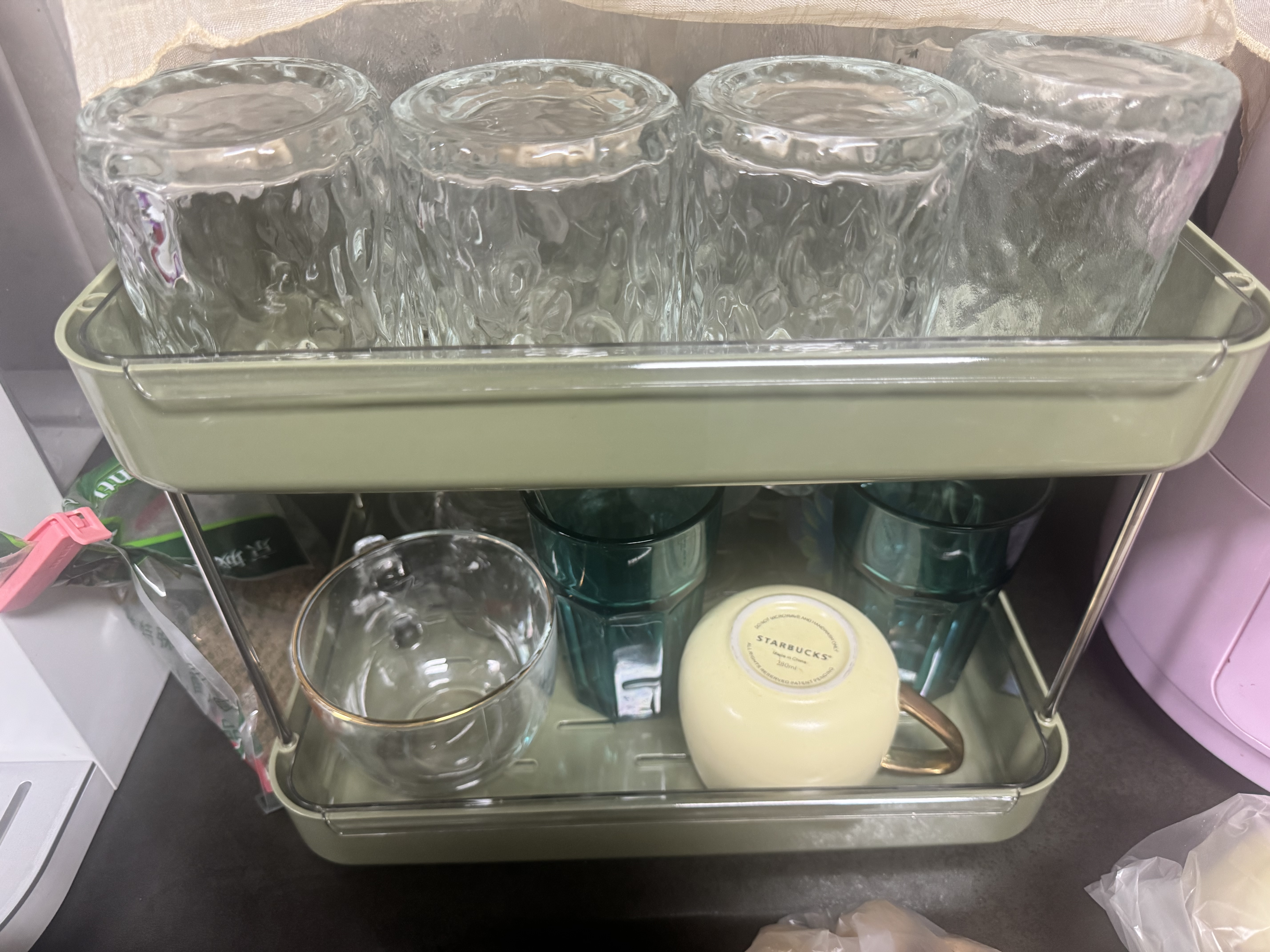 四萬公里杯架杯子收納置物架桌面放水杯收藏架餐桌托盤家用茶杯架雙層瀝水 曬單實拍圖