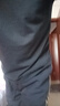 胖胖兄設計感三條杠拼接條紋速干休閑褲男夏季薄款寬松運動闊腿直筒褲子 黑色 L （125-145斤） 曬單實拍圖