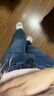 三彩2026夏季新款休閑牛仔褲長褲高腰喇叭褲復古女 深海藍 S 155/64A 曬單實拍圖