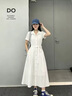 VEGA CHANG襯衫領白色連衣裙女26夏季新款腰帶透氣法式白影長裙 月霜白 S 曬單實拍圖