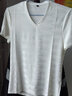 費洛仕冰絲短袖T恤男夏季薄款V領(lǐng)鏤空半袖汗衫潮流修身純色夏裝上衣服男 白色-8835 L (100-115斤) 曬單實(shí)拍圖