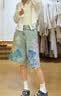 UOOYAA2026夏季新款「HUG」小熊印花牛仔中褲女棉 牛仔藍 S 曬單實拍圖