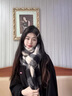 MELENDA KAMAR圍巾女冬2025新款披肩外搭高級感保暖圍脖新年生日禮物送女友老婆 黑白格子 曬單實(shí)拍圖