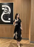娜爾思（NAERSI）輕逸飛袖修飾大臂墨韻花影襯衫連衣裙26年夏季新款 黑色 M 曬單實拍圖