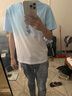 TEEK潮牌吊染漸變色男士短袖t恤 2026夏季新款青少年純棉輕奢質感上衣 JAS3950藍白色 L 曬單實拍圖