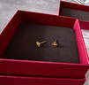 老鳳祥四葉草黃金耳釘女足金耳環(huán)耳飾女七夕情人節(jié)禮物送女友老婆生日 足金花絲四葉草耳釘 曬單實拍圖